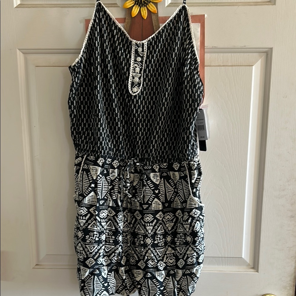It’s Pink Black and Ivory Whimsical Print Women’s Romper